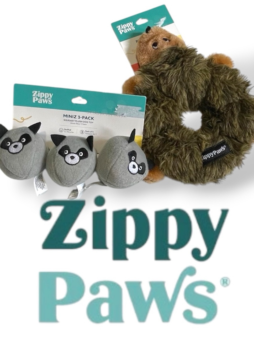 Plush Pet Toys Raccoon & Hedgehog Zippy Paws